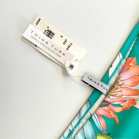 NWT Trina Turk Shirred Side Hipster Bikini Bottoms in Jade, Size 6 - Picture 10 of 10